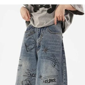 Y2K Women's Vintage Washed Jorts for Trendy Coquette and Grunge Aesthetic Outfits